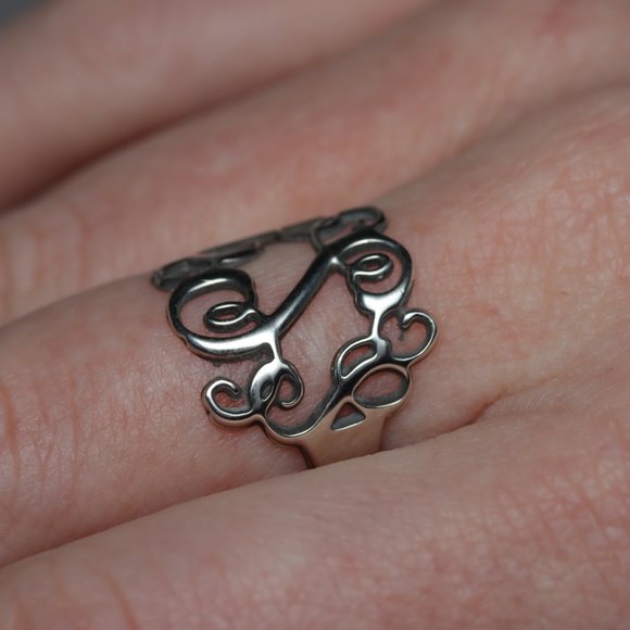 Sterling Silver initial ring - Picture 2 of 5